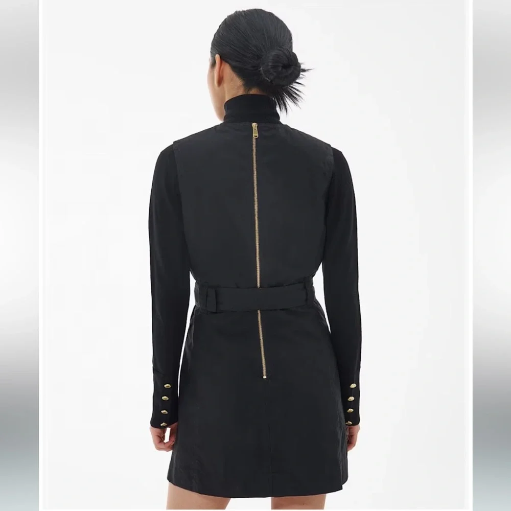 Barbour Black Mini Dress with Belt - Picture 4 of 13